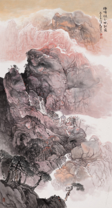 雄峰凝玉映朝霞