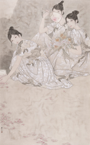 Butterfly clothes are cherishing and fragrant flowers are falling