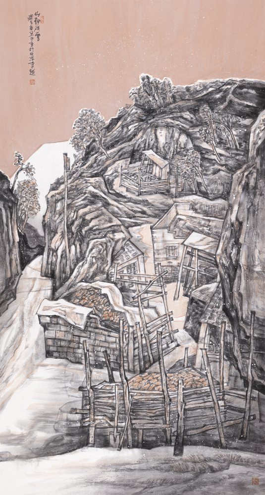 Auspicious snow in the mountain village