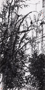 Green bamboo ink dance
