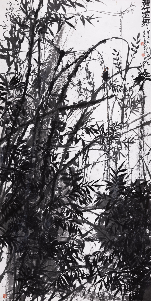 Green bamboo ink dance